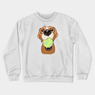 Funny dog with a ball in its mouth Crewneck Sweatshirt